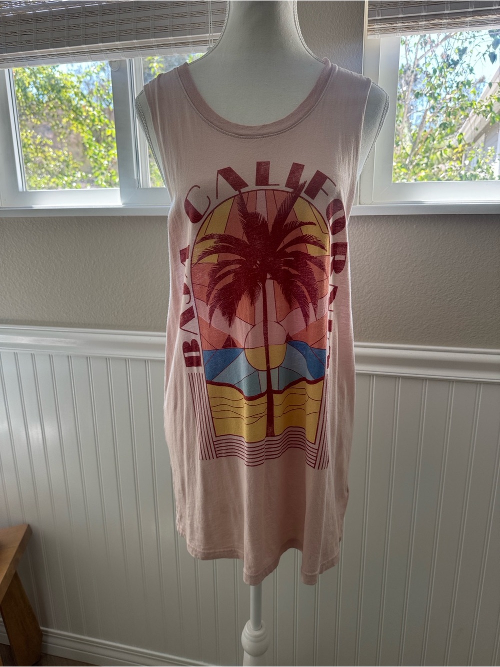 Light Pink California Graphic Swim Coverup Tank Dress